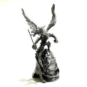 Pewter Warrior Dragon atop of Helmet w Spear Waterloo Horse